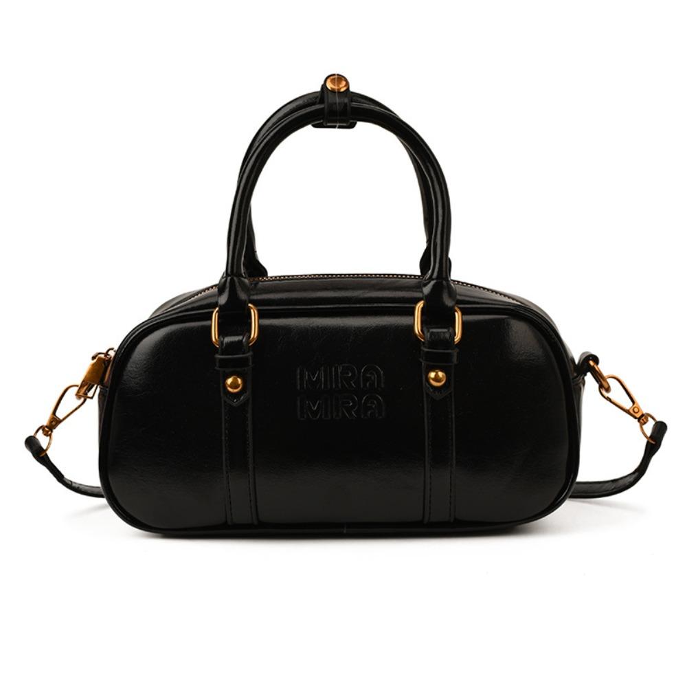 

Solid Color Bowling Bag PU Leather Sling Bag Elegant Square Shoulder Bag Outdoor