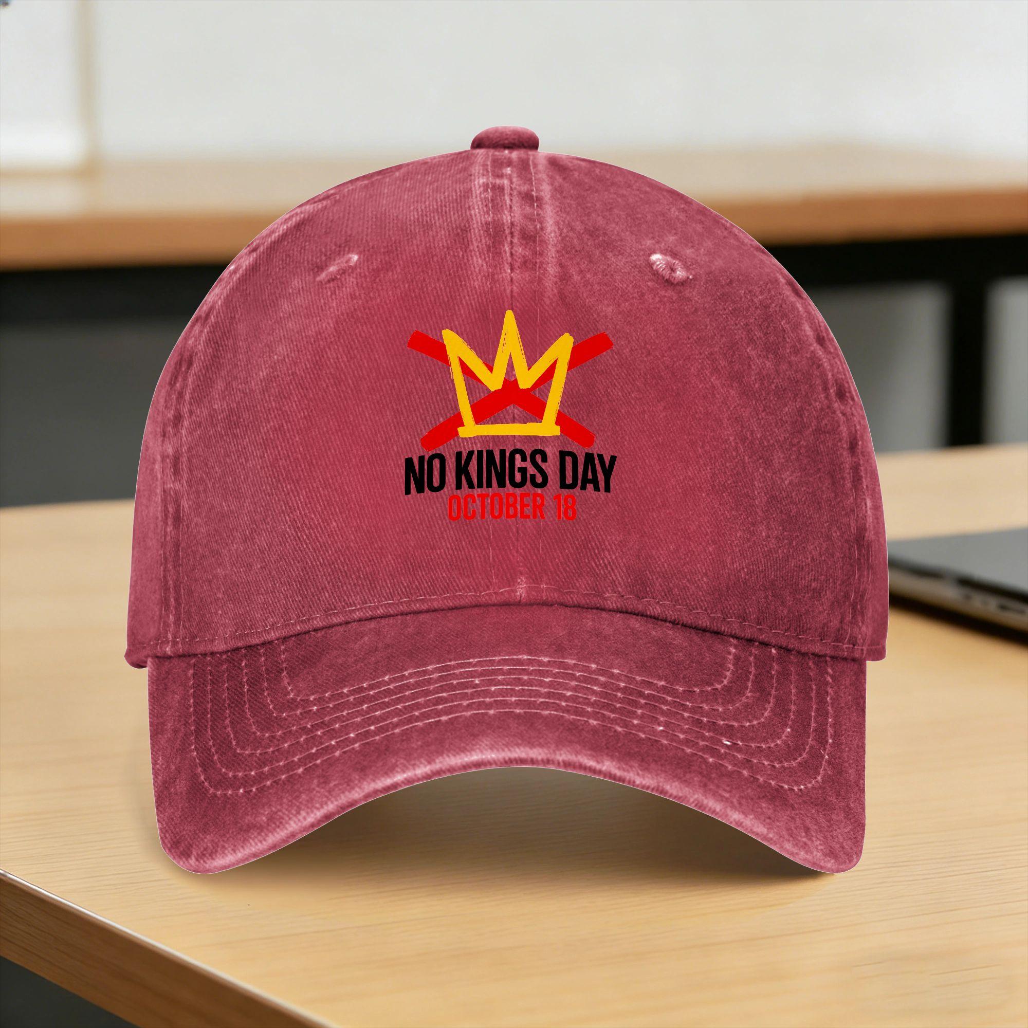 

Washed Baseball Cap No Kings Summer Hip Hop Hats For UnisexTeens Stylish Outdoor Sport Sun Baseball Caps One Size