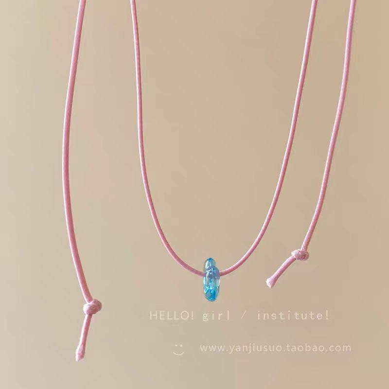 Atmosphere sweetheart, simple and clear love color rope necklace dopamine sweet collarbone chain pull neck chain
