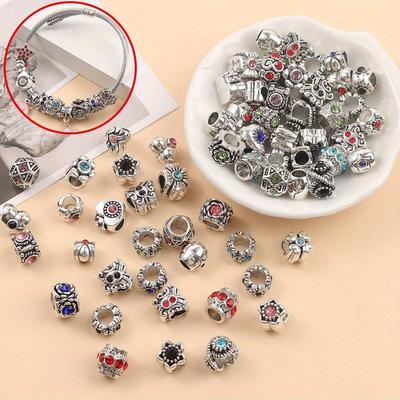 10/20/30pcs Alloy Large Hole Spaced Bead Multi-color Spaced Bead Decorative Bead, Used for Making Bracelets, Necklaces, Keychains, DIY Jewelry Making