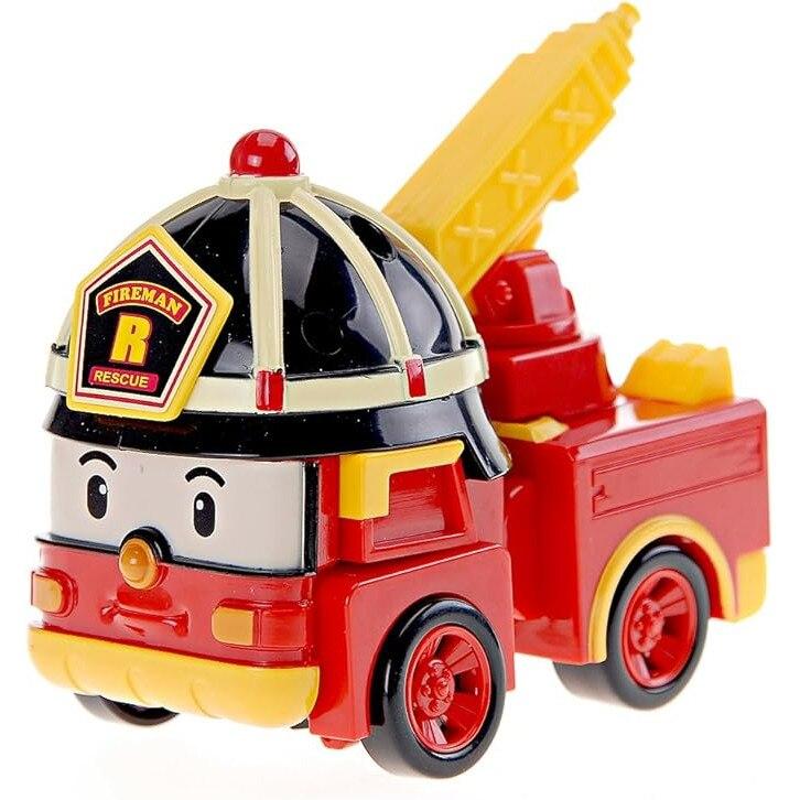 2-Pack Transformable Robot Car Toys Set Roy+Poli Blue/Red Plastic Material Deformable Vehicles