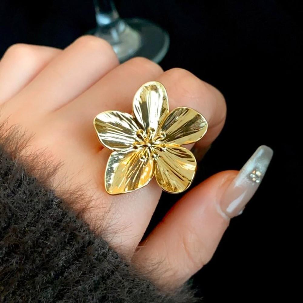 Copper Opening Finger Ring Exaggerated Finger Hand Ring Jewelry Metal Flower Opening Ring  Girls