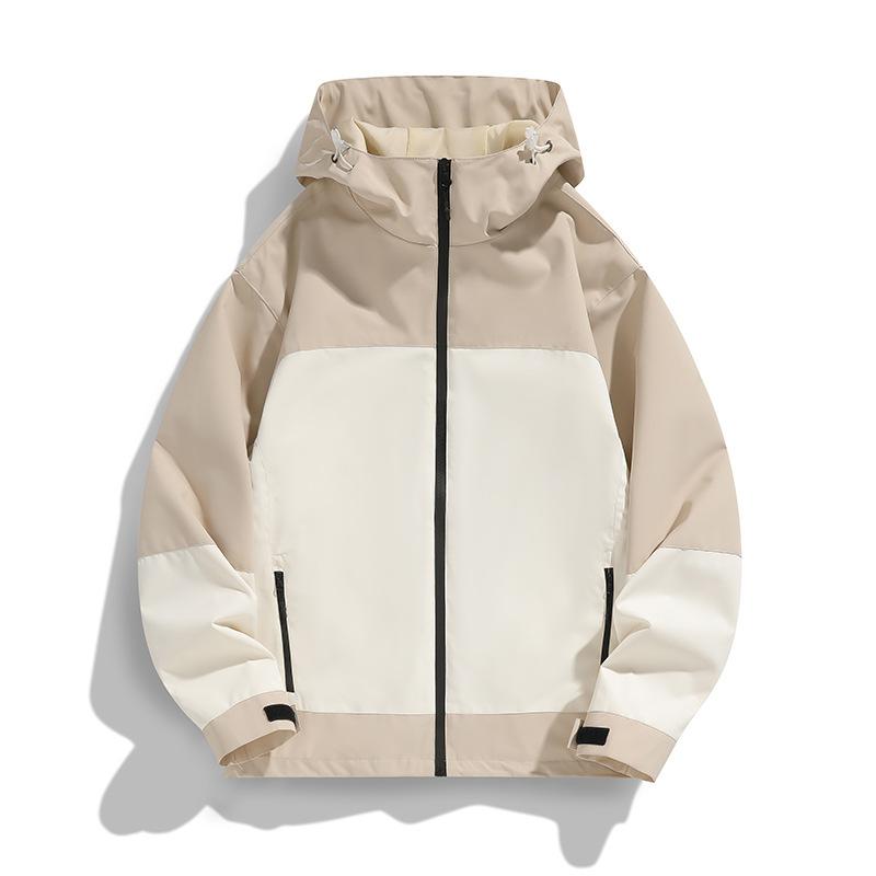 Spring and Autumn Jacket Hooded Men and Women Loose Casual and Versatile New Front Middle Zipper Solid Color Jacket Outdoor