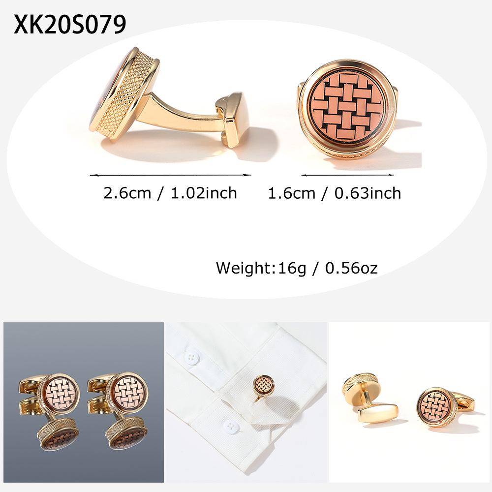 Men's Red Pattern Round Silver Cufflinks - Simple Fashion Jewelry (1 Pair)