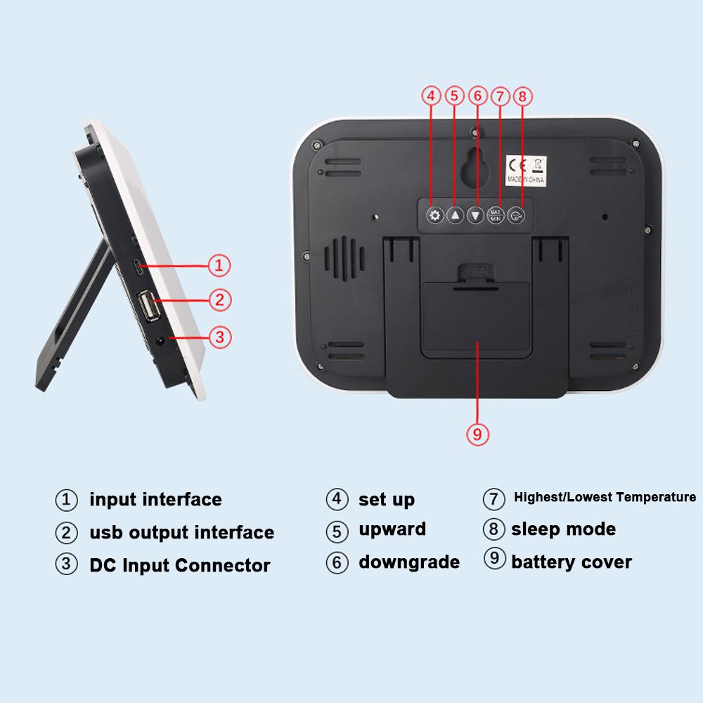 Multifunctional Wireless HomeOffice Weather Station Color Digital Display Clock 433MHz Outdoor and