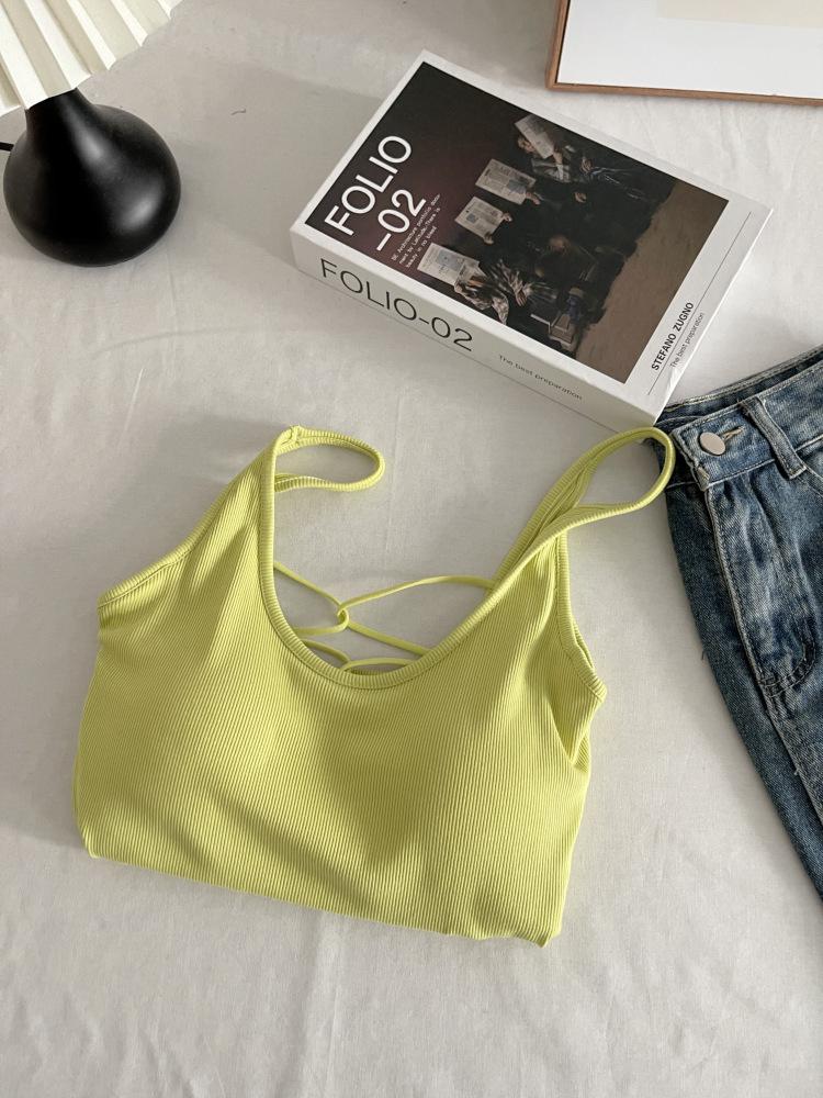 

Women s Spring Cross Strap Backless Egg Collar Slimming Camisole 7031 One Size зелёный