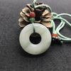 Tianshan Jade Gold Thread Ring Pendant Necklace - Unisex Donut Design