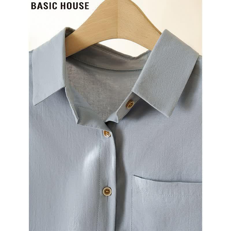 Basic House Women's Loose Fit Cotton Short Sleeve Shirt