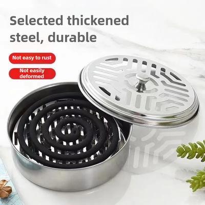 Mosquito Killer Box Anti Mosquito Portable Stainless Steel Coil Tray Large Spiral Incense Burners Holder With Cover For Home
