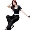 Spring/Summer T-shirt & Slim Waist-Cinch Pants Set - Tummy-Covering, Age-Reducing, Fashionable Two-Piece Sportswear