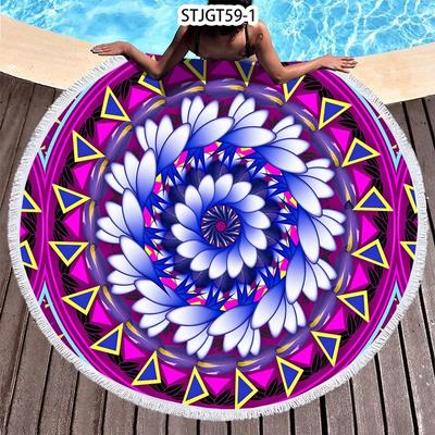 Microfiber Round Beach Towel Sport Scarf Mandala Circle Serviette De Plage Toalla Playa Swimming Bath Towel with Tassel