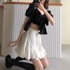 DEEPTOWN Koreanischen Stil Mini Rock Frauen Hohe Taille A-line Patchwork Spitze-up Rüschen Niedlichen Falten Rock Kawaii Sommer Mode