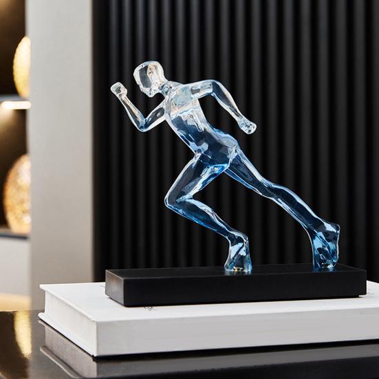 Male Runner Sculpture Abstract Resin Running Figurine Modern Home Decoration for Living Room TV Stand Desk Shelf Decor Motivational Gift for Runners