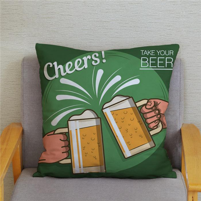Vintage Beer Cushion Cover Peach Skin Pillowcase Fashion Home Decor Pillowcase Pillowcase