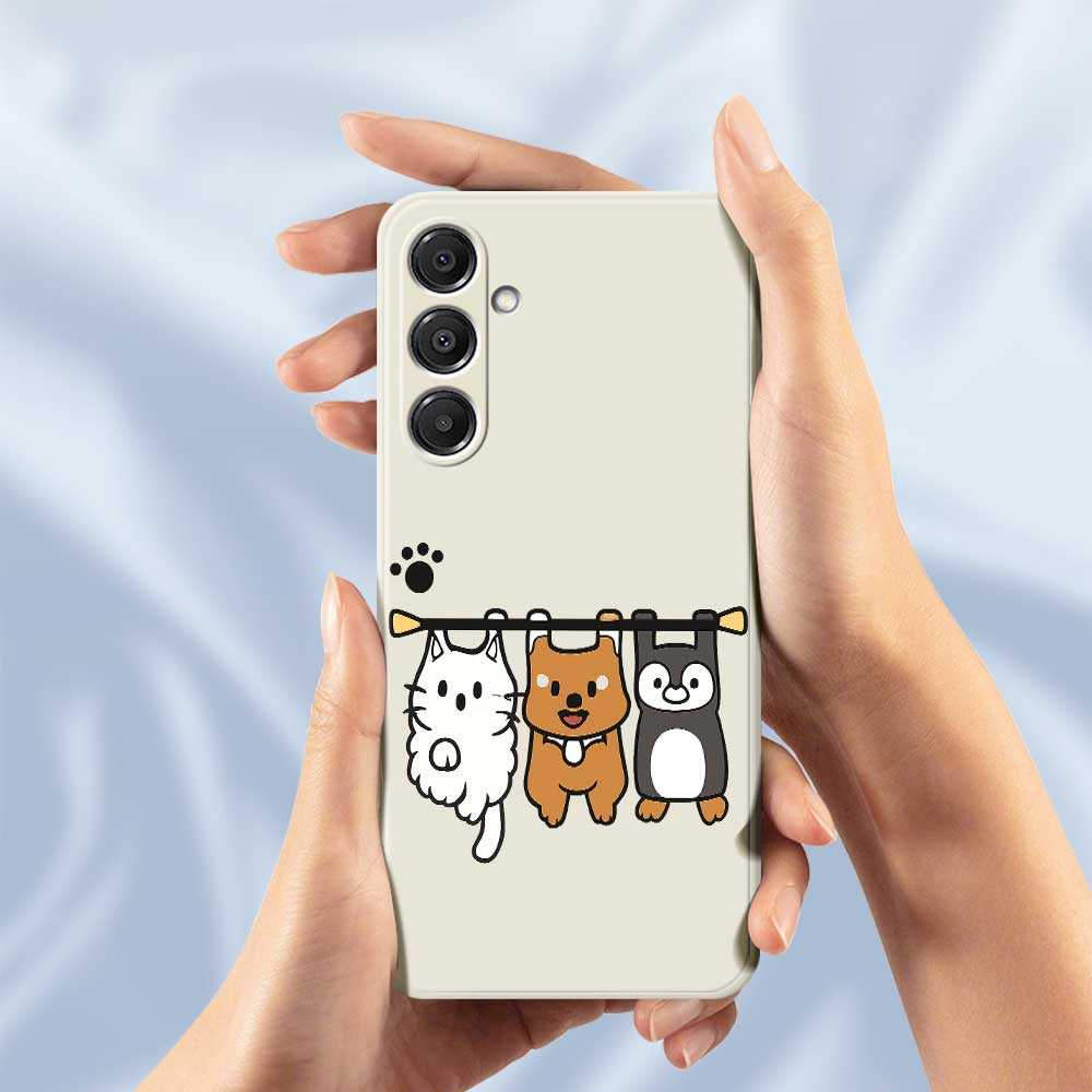 For Samsung Galaxy A16 5G/4G Case Three Animal Dolls Pattern Printing Straight Edge TPU Phone Back Cover