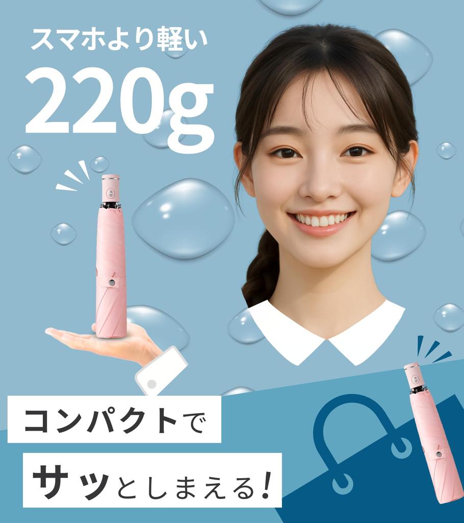 Prv In 220g Lighter Than a Smartphone Feel Temperature Folding For Both Sunny and Rainy Days Automatic Opening and Closing Large Stays Dry 102cm Super