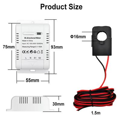 A96I-Tuya Wifi Intelligent Bidirectional Single-Phase Energy Meter Solar System Power Production Consumption Monitoring Meter Wh