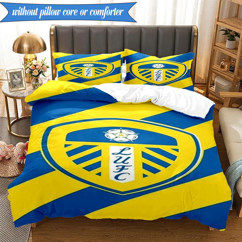 3-teiliges Weiches Bettwäscheset mit Leeds-Wappen-Design, Inklusive 1 Bettbezug und 2 Kissenbezügen, Perfekt für Schlafzimmer, Wohnheim, Fan-Geschenk
