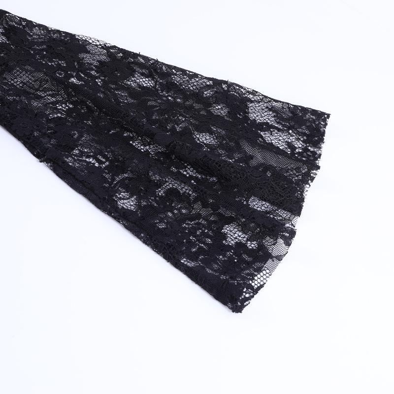 Chemisier Femme élégant Y2K - Épaules Dénudées, Dentelle Transparente, Manches Longues - Style Gothique Et Tendance