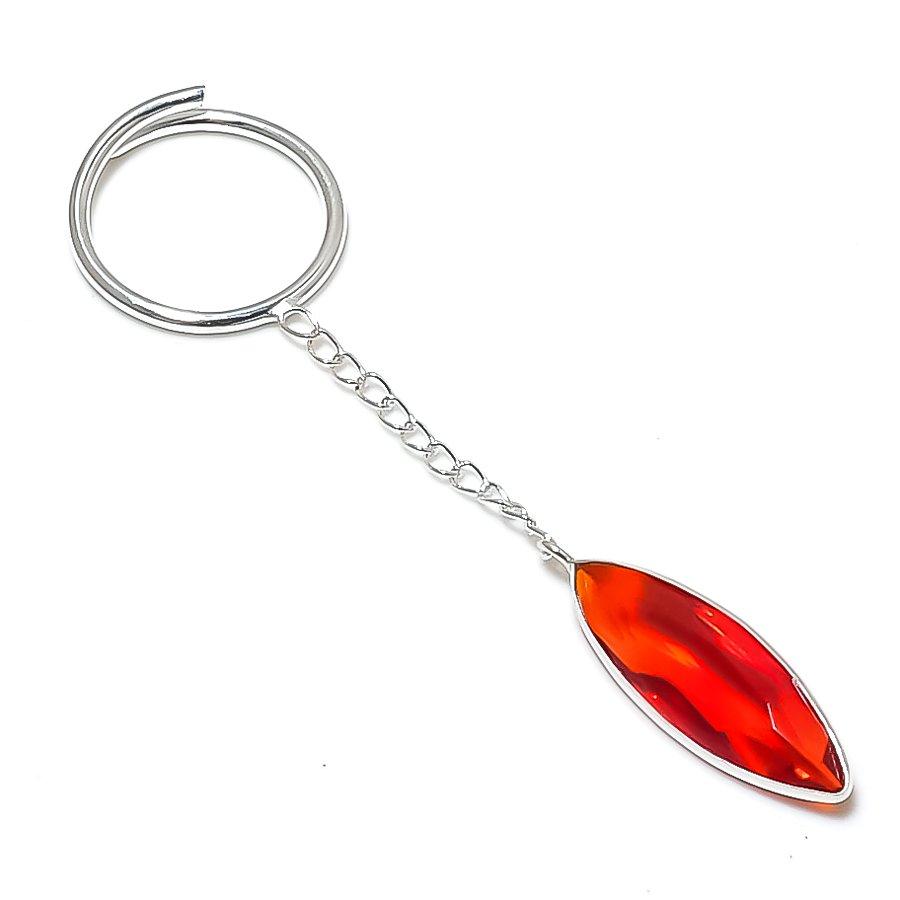 Natural Mozambique Garnet 925 Sterling Silver Jewelry Keychain 3.15  ETC-13824