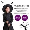 RONGUI Witch Cosplay Costume for Kids, Girls, Black, Coordinating Dress, Long Sleeves, and Hat, Halloween Costume (XL (145-155cm))