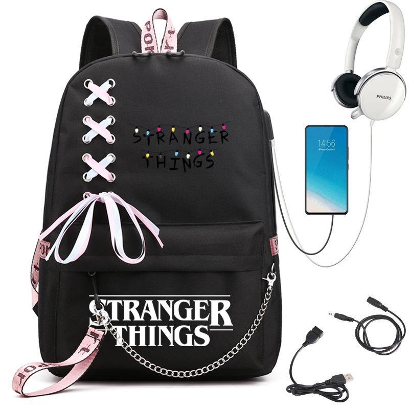 Stranger Things Peripheral Printed Backpack Large Capacity College Style Student School Bag