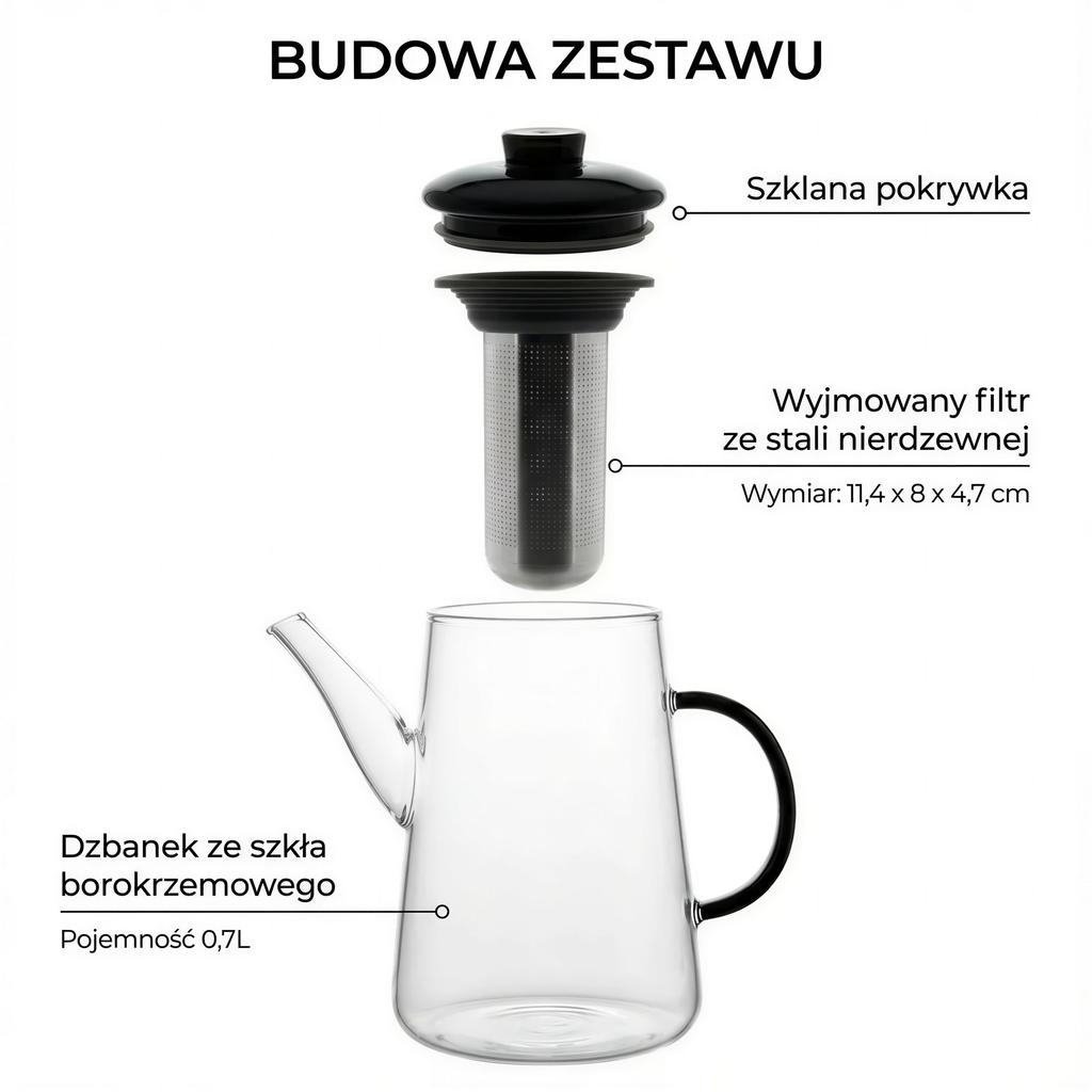 GLASS JUG TEA INFuser 0.7L TRANSPARENT WITH FILTER Ø10.6 CM
