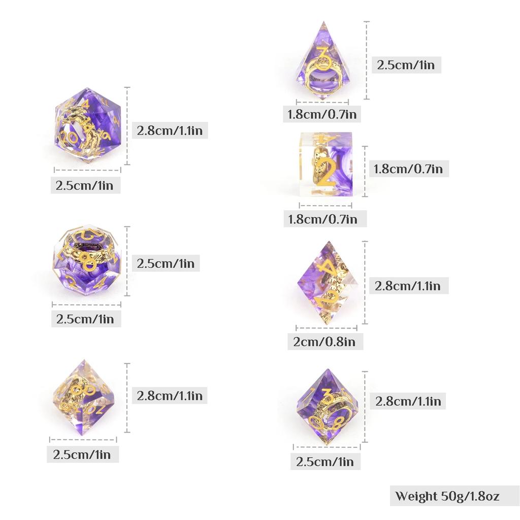 7 Teile/satz Harz Ring Anzahl Polyhedral Würfel für Rolle-Spielen RPG Brettspiel Spielzeug