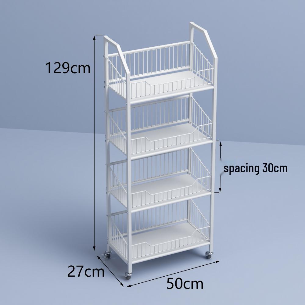 Freestanding Multilayer Snack & Beverage Display Rack for Convenience and Home Use