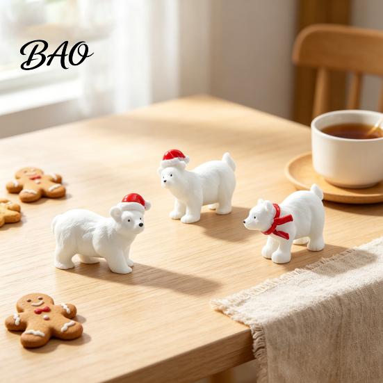 Cute Winter Decor Miniature Polar Bear Figurines, Durable Synthetic Resin Animal Landscape Supplies Ornaments, Decorative Accents for Fairy