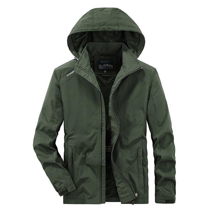 Autumn and Winter New Jacket Side Seam Pocket Hooded Casual Youth Loose Zipper Men's Clothing