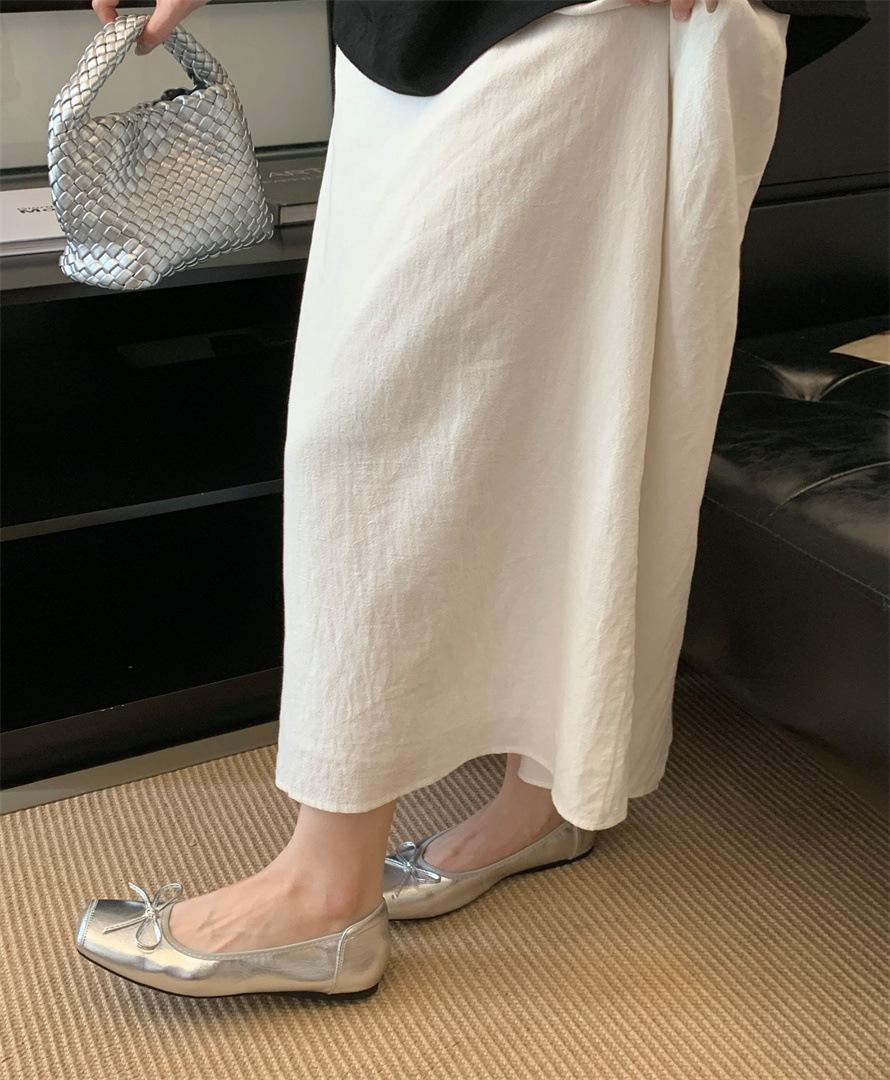 

French bow silver single shoes women s shoes flat gentle red grandma shoes summer ladyshoes candy shoes ballet shoes 39 серебряный