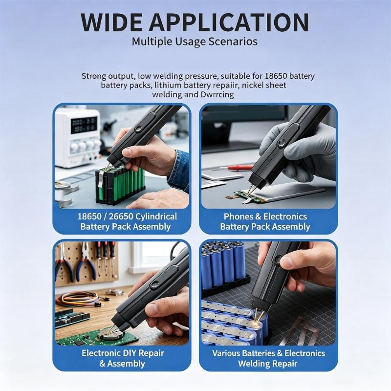 Portable Battery Welding Tool for Phone Repair and Pack Joining, Type-C Rechargeable Handheld Repair Device with Output Control and Copper Probes