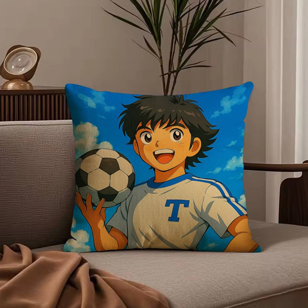 Hot Anime C-Captain T-Tsubasa Pillow Case Anti-dustmite Pillowcase Invisible Zipper Silky Short Plush Sofa Cushion Cover