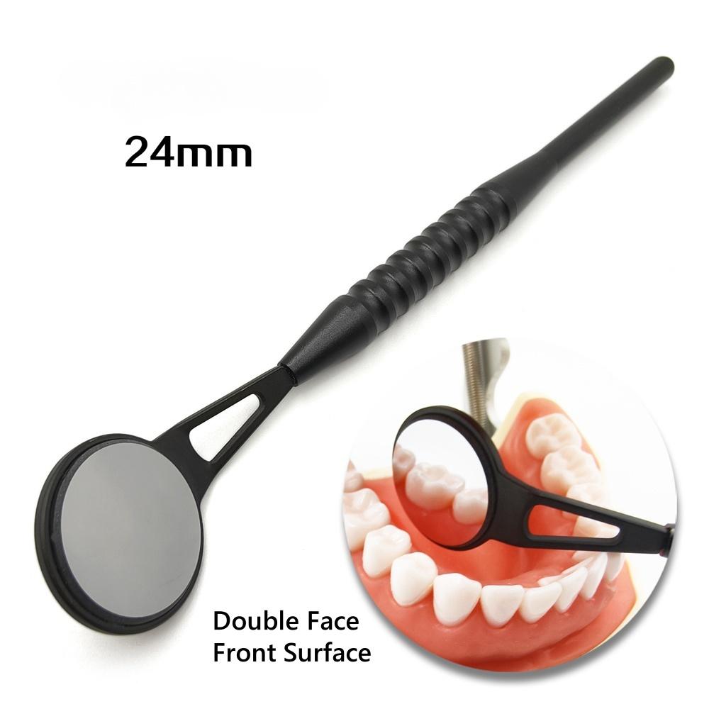 

Dental Odontoscope Front Surface Mouth Mirror with handle Oral Care Examination Hygiene Glass Rhodium Mirror 1 set B double 24mm