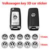 abcd1 11mm 14mm Aluminium Car Remote Control Key Badge Emblem Stickers For VW Polo GTI Golf 5 7 Jetta Mk6 Passat B5 B6 Scirocco New