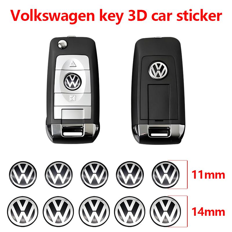 abcd1 11mm 14mm Aluminium Car Remote Control Key Badge Emblem Stickers For VW Polo GTI Golf 5 7 Jetta Mk6 Passat B5 B6 Scirocco New