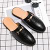 Fashion Patent Leather Brands Designer Mens Casual Business Italian Plus Size 45 Men Half Shoes Drop Ship Mules Man Black Slides Slipper