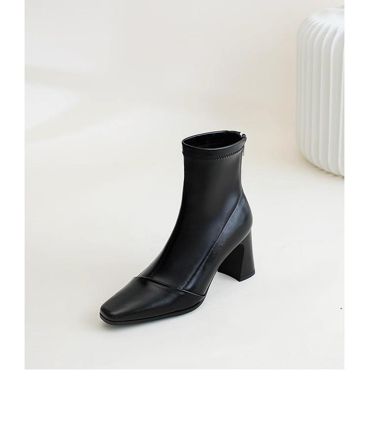 Fashion and elegance~ thick heel thin boots temperament high heel bare boots autumn new high-end women's boots elastic short boots