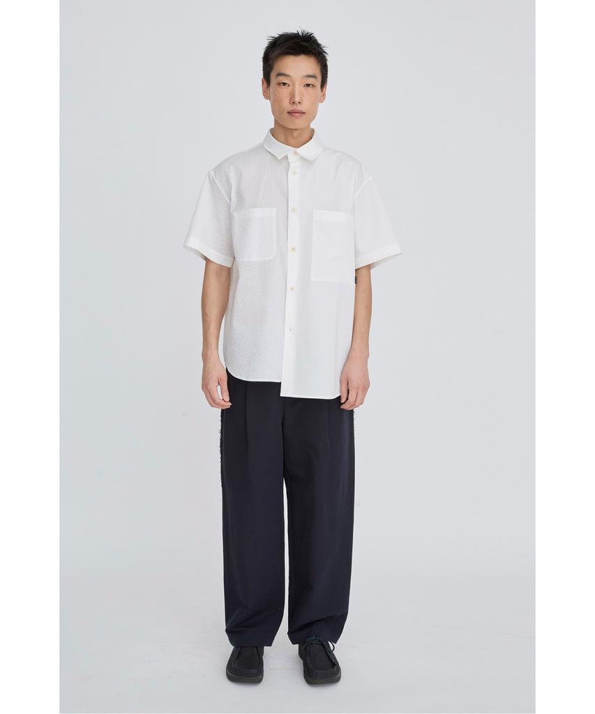RECODE Split Short Sleeve Seersucker Shirt Rksam26614Whx