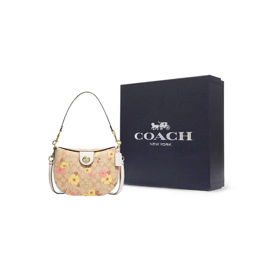New COACH Cow Leather Shoulder Bag, Crossbody Bag Medium Size Women's Khaki CH347-IMOT4
