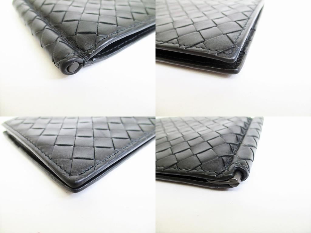 Authentic BOTTEGA VENETA Intrecciato Black Leather Bifold Bill Wallet #8521  Seller Refurbished