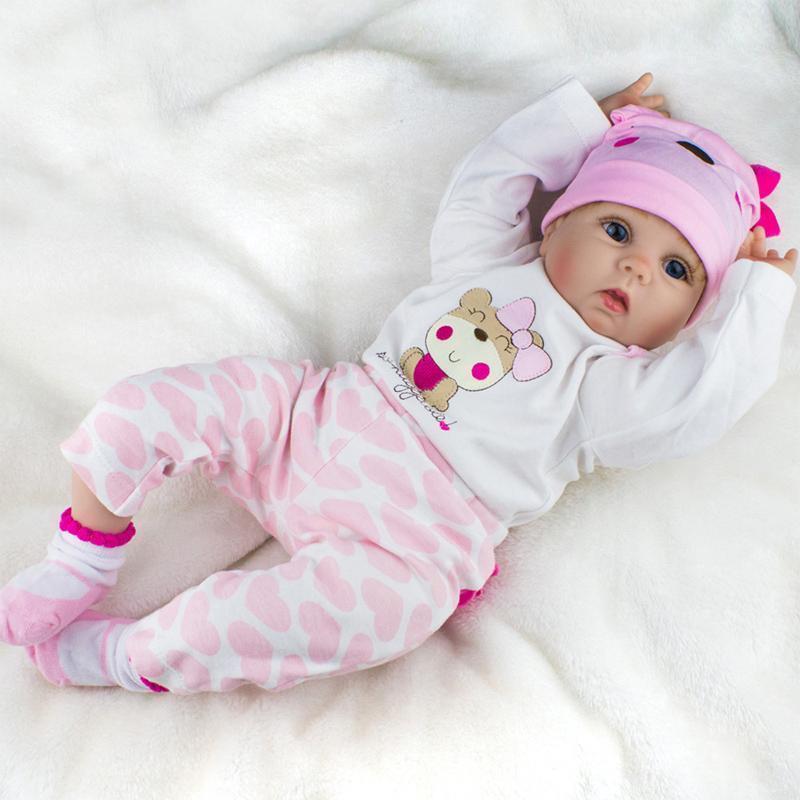 Exquisite 22" Reborn Baby Doll With Lifelike Soft Silicone Realistic Features For Xmas Gift