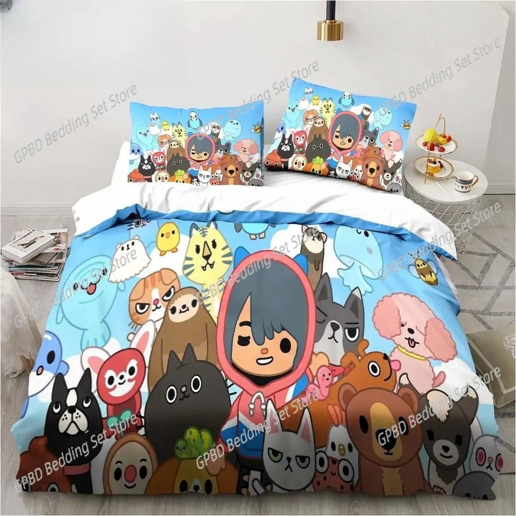 Comforter 3D Cartoon Game Toca Life World Bedding Set 3D Printed Suitable For Bedroom Kids Home Textile