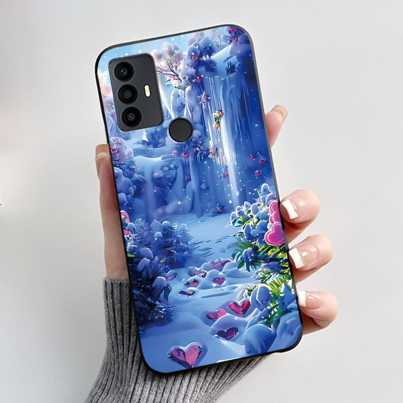 Sött Fodral För TCL 30 SE Skyddande Cover För TCL 30E Funda För TCL 306 305 Tryckt Skal Mjuk Silikon Tecknad Svart Fodral