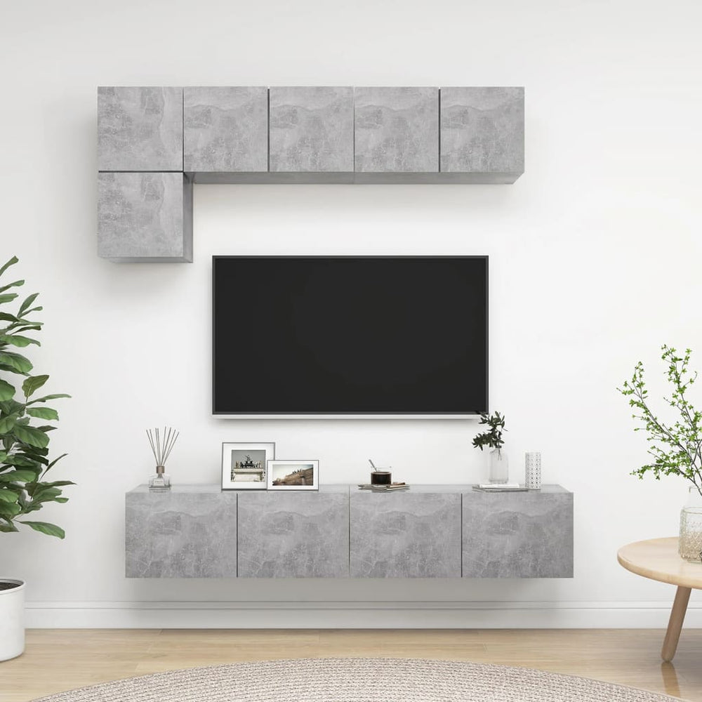 Ensemble de meubles TV 5 pcs  béton Bois d'ingénierie