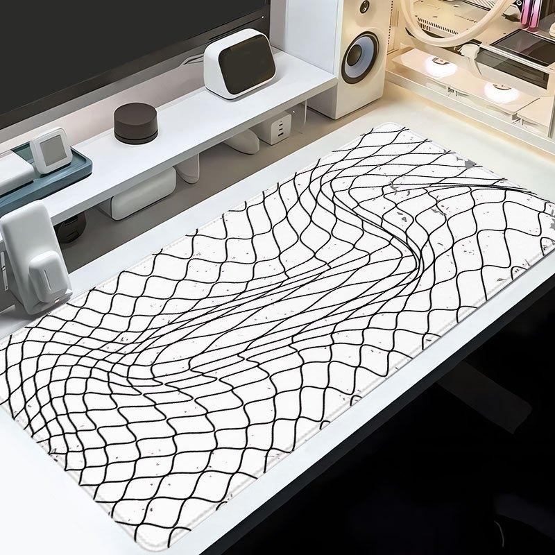 Modern Abstract Contour Line Large Desk Mat Antislip Rubber Mousepad For Gaming Room Office Pc Keyboard Workstation Decor