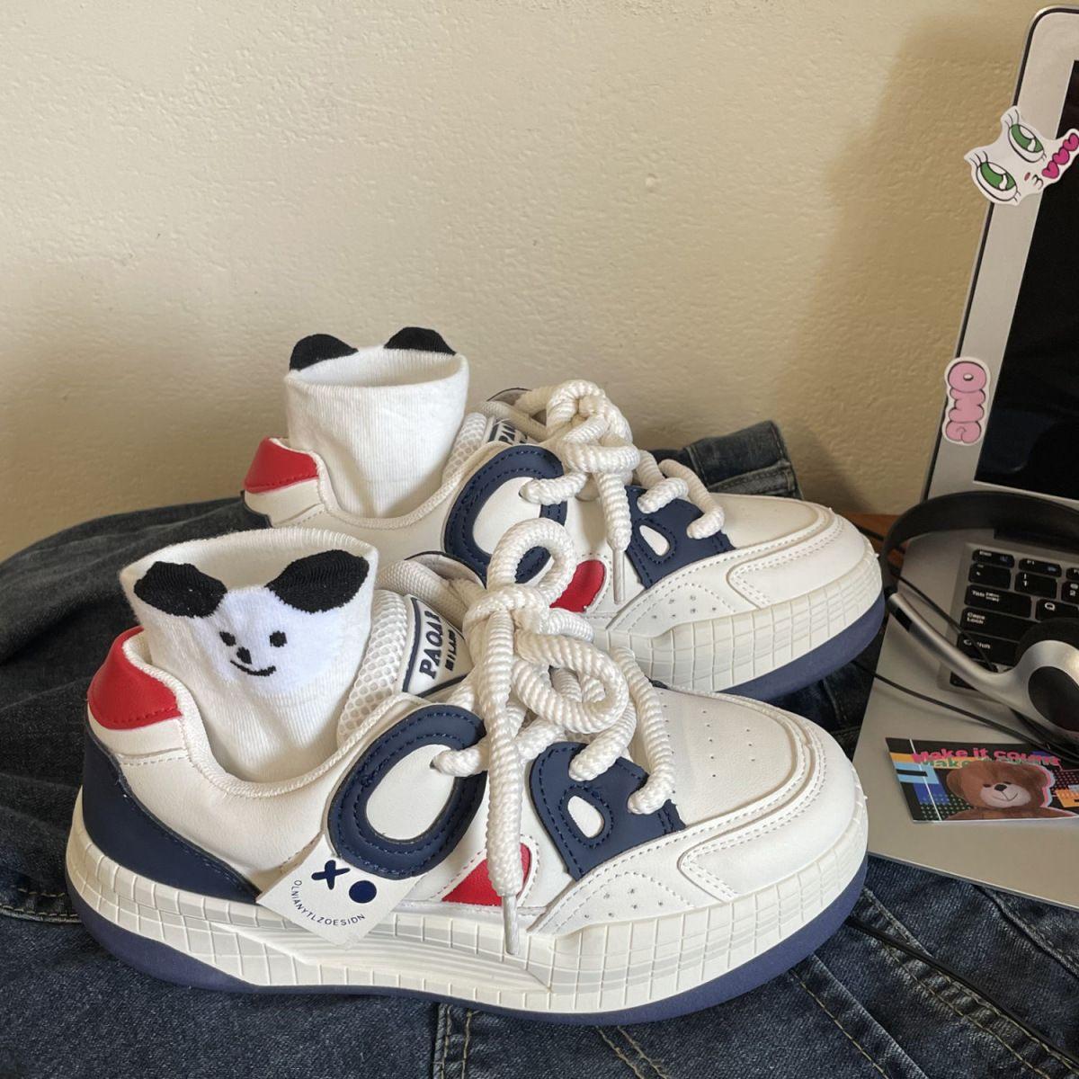 

Trend niche platform white shoes women s versatile spring and autumn new retro casual student sports women s shoes are popular 35 синий