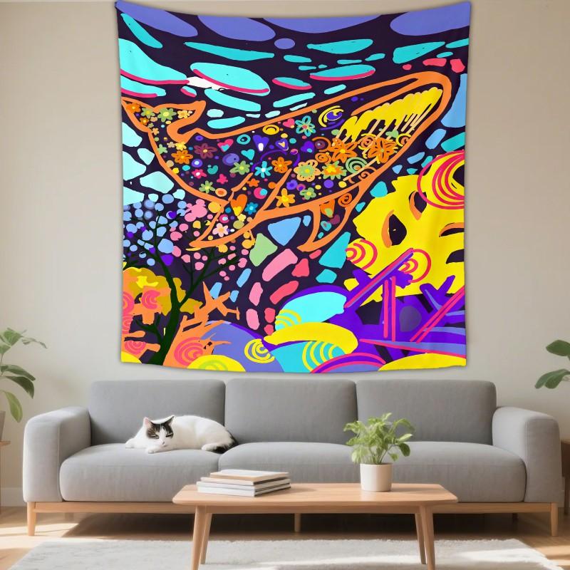 Boho Chic Wall Tapestry With Moon Phase Floral Starry Sky Design Bedroom Yoga Studio Decor
