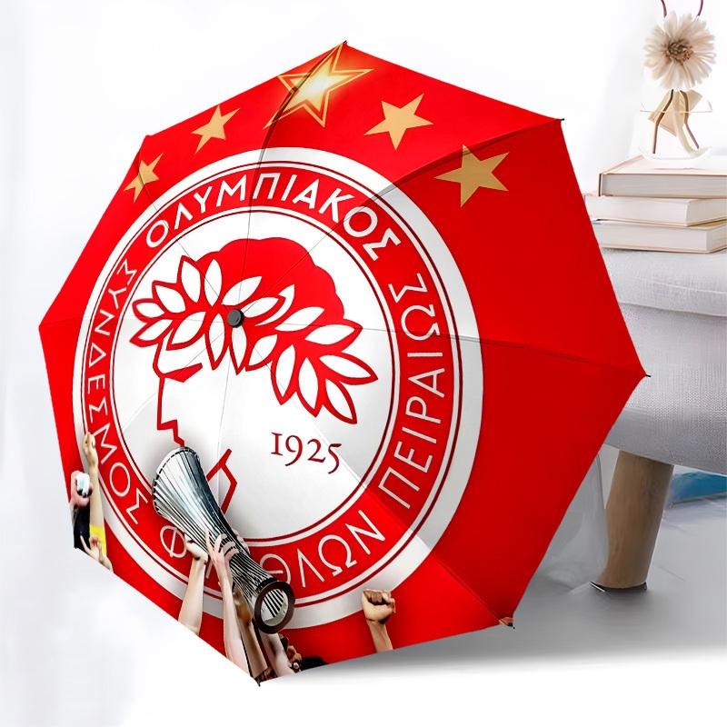 Olympiacos F.C. Ombrello Portatile Piraeus con Apertura e Chiusura Automatiche, Struttura a 8 Stecche, Adatto per Uomini e Donne in Tutte le Stagioni Perfetto